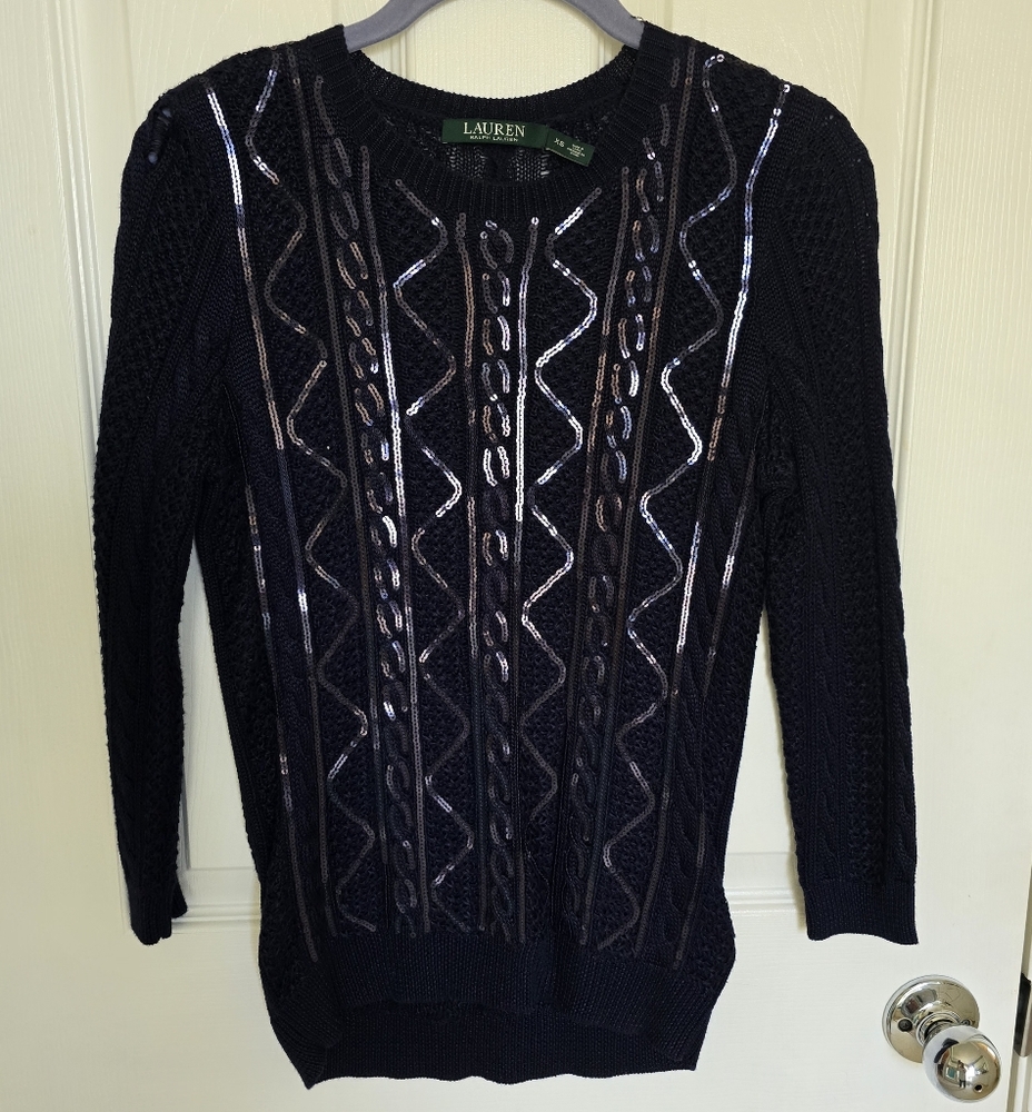 Ralph Lauren cable top with sequines